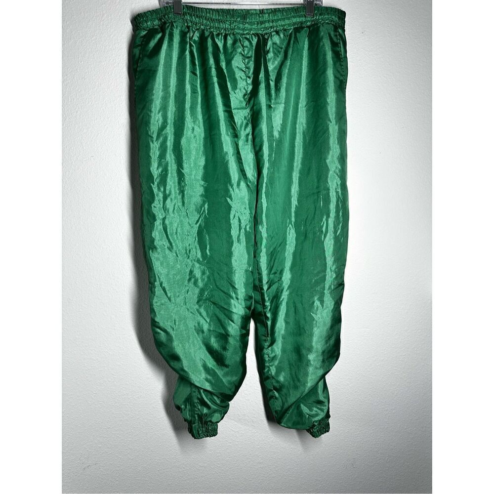 Vintage Women’s Jogging Satin Track Pants Size M Green See Description